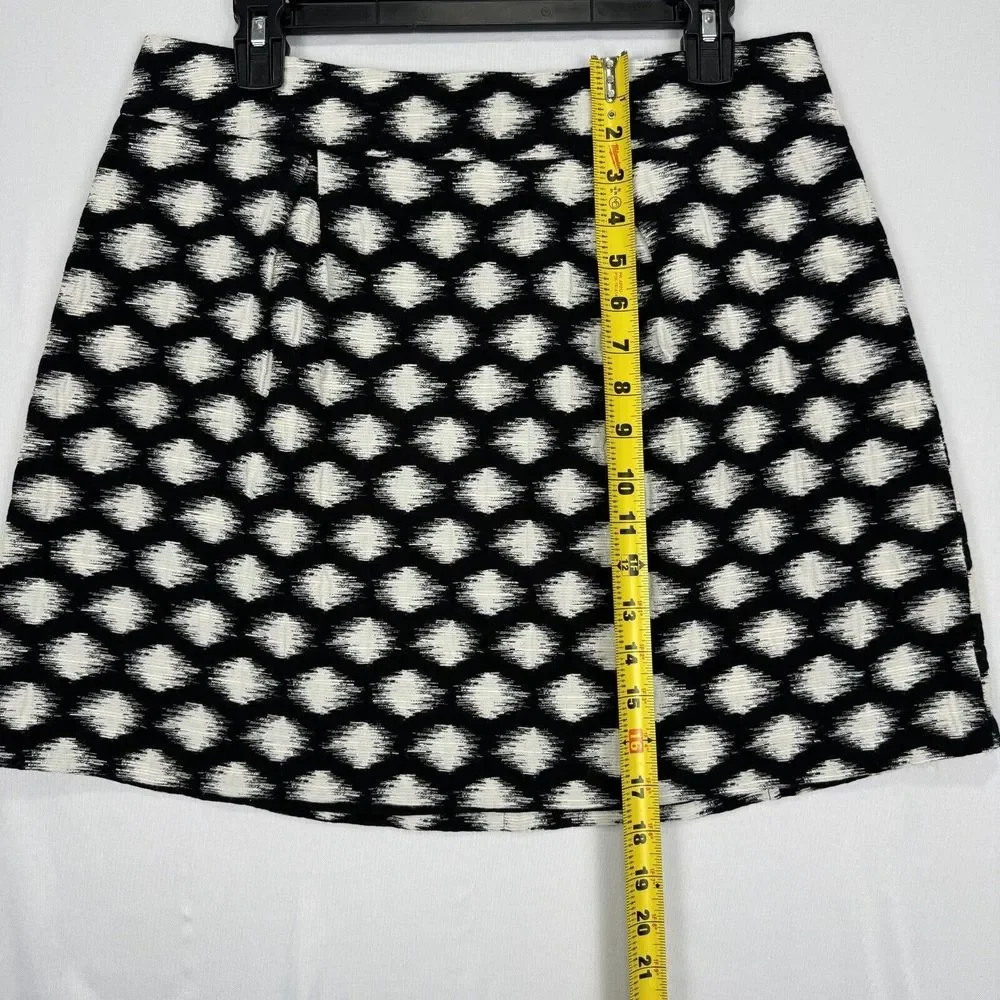 Banana Republic Mini Skirt Black White Polka Dot Size 10 A-Line Pleated Back Zip - Picture 12 of 15